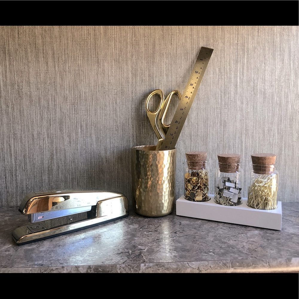 Gold chrome office supplies kit